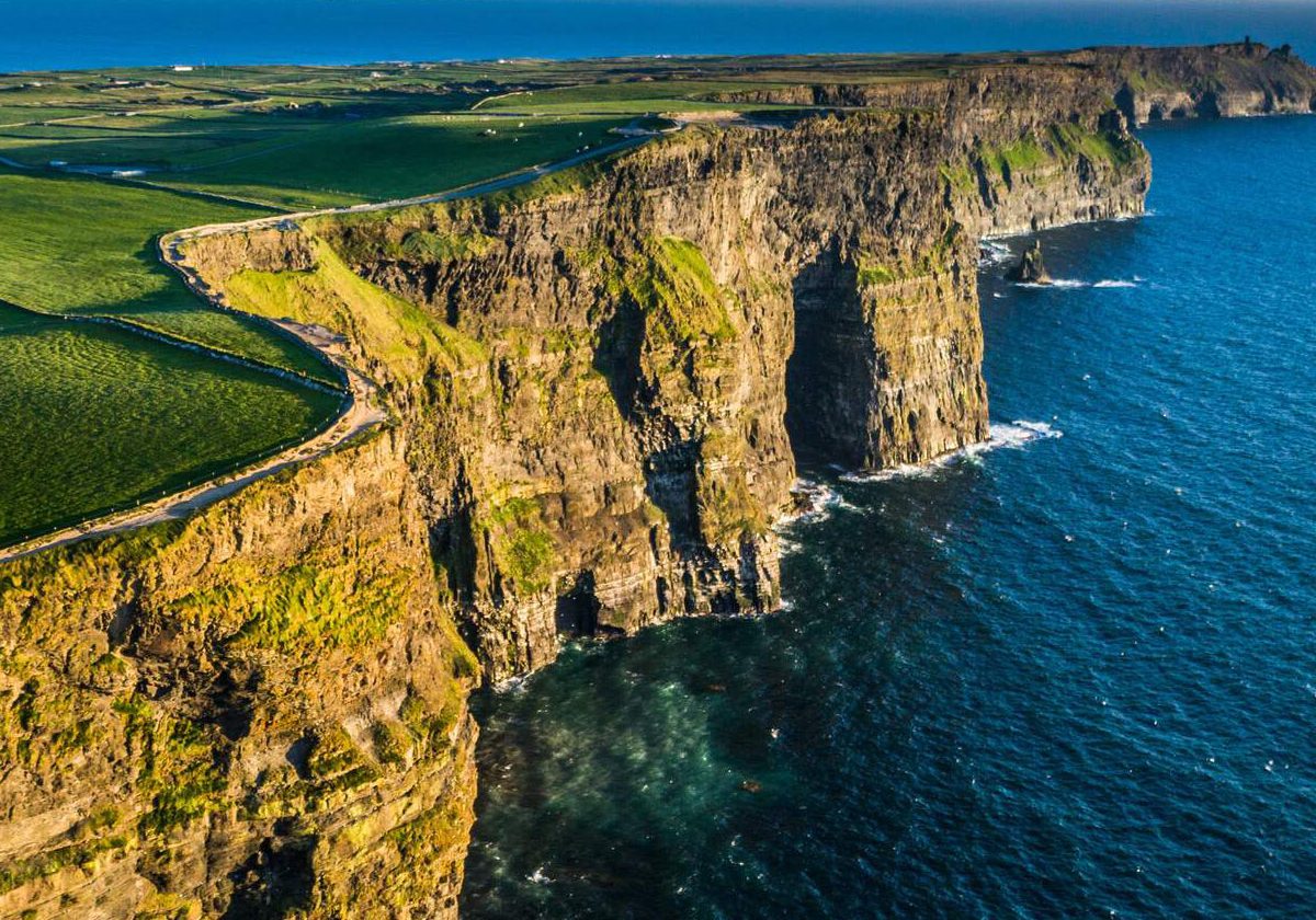 The famous Cliffs of Moher, are located close to Liscannor village in County Clare. They stretch for 8km 5 miles as the crow flies and reach 214m 702 feet at their highest point.